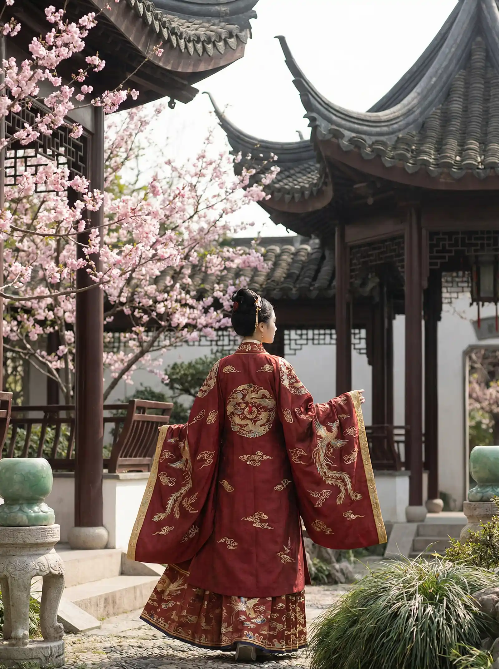 男同免费视频大全69 明制汉服红色凤凰刺绣